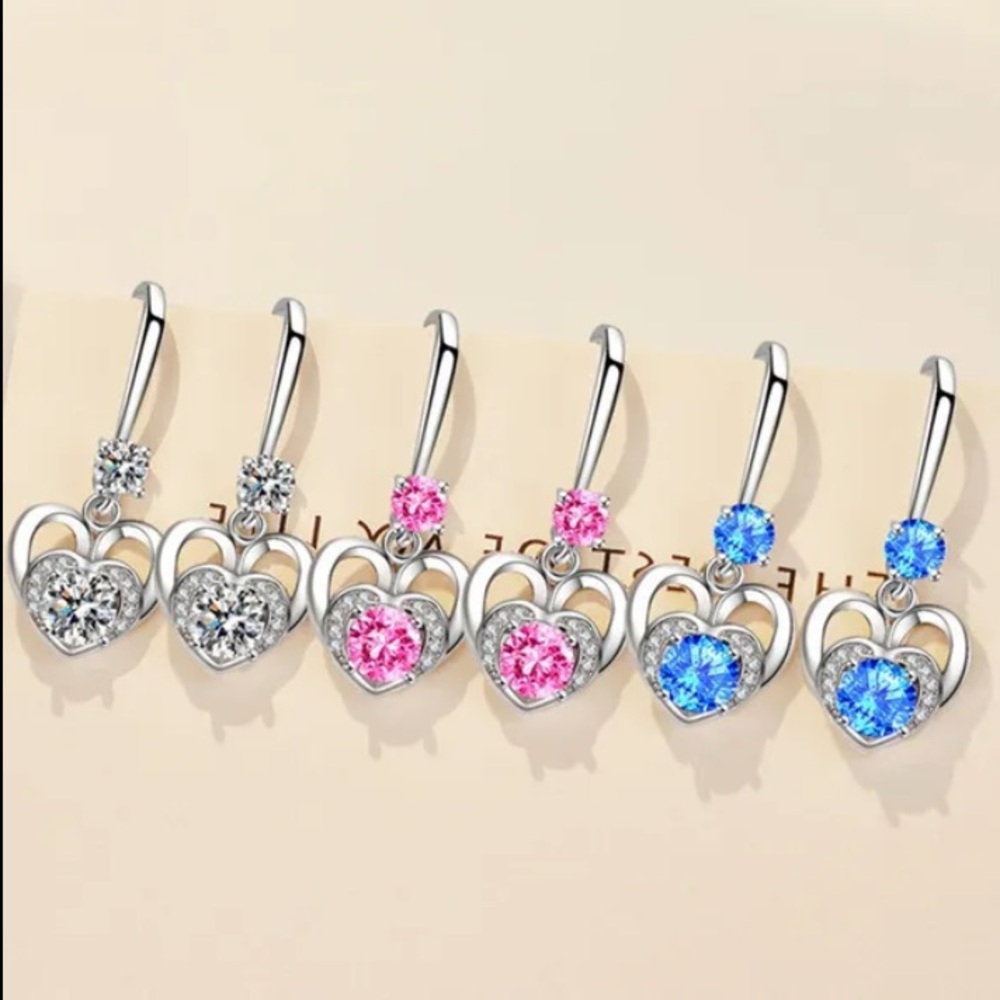 Sweet Love Heart Shaped Cubic Zirconia French Hook Earrings